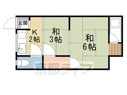 阪急電鉄嵐山線 松尾大社駅 徒歩16分 2階建 築49年(2K/2階)の間取り写真