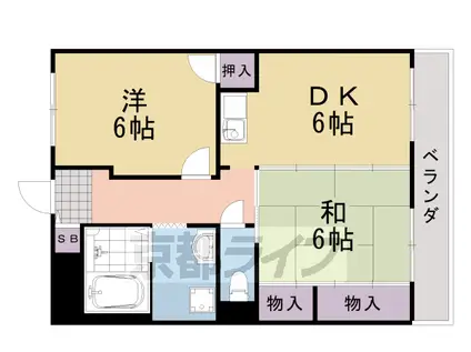 阪急電鉄京都線 桂駅 徒歩13分 3階建 築36年(2DK/3階)の間取り写真