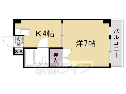 阪急電鉄京都線 西京極駅 徒歩7分 3階建 築43年(1K/2階)の間取り写真