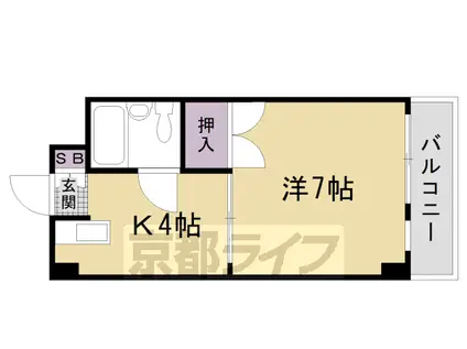 阪急電鉄京都線 西京極駅 徒歩7分 3階建 築43年(1K/3階)の間取り写真