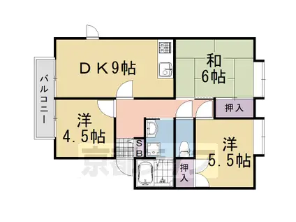 阪急電鉄京都線 桂駅 徒歩14分 2階建 築30年(3LDK/2階)の間取り写真