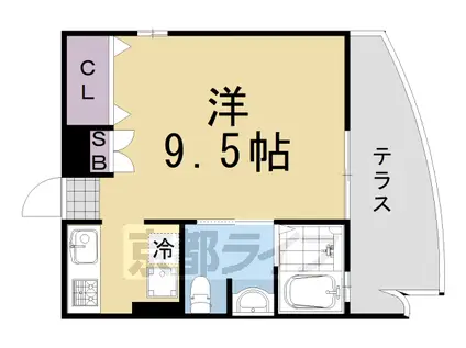 阪急電鉄京都線 桂駅 徒歩9分 3階建 築22年(1K/2階)の間取り写真