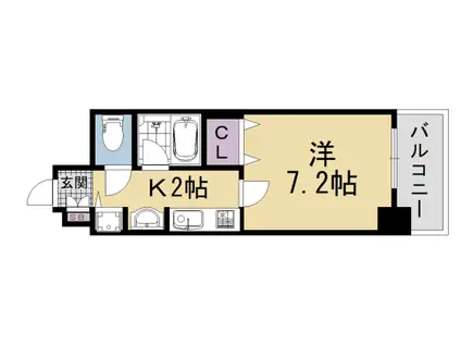 べラジオ五条烏丸(1K/2階)の間取り写真