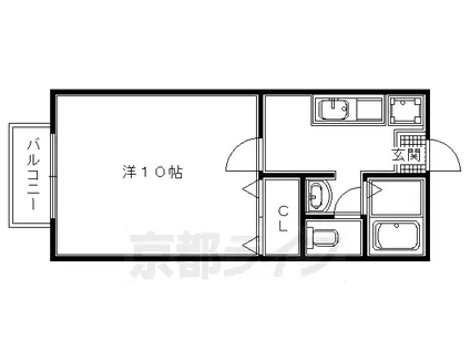 阪急電鉄京都線 桂駅 徒歩5分 2階建 築30年(1K/1階)の間取り写真