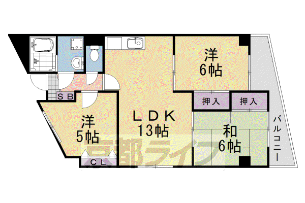ハイエスト桂(3LDK/2階)の間取り写真