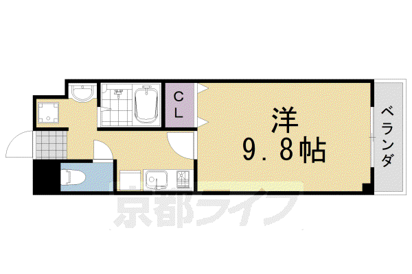 阪急電鉄嵐山線 上桂駅 徒歩13分 3階建 築23年(1K/1階)の間取り写真