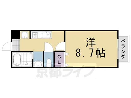 ラフロール桂川Ⅱ(1K/2階)の間取り写真