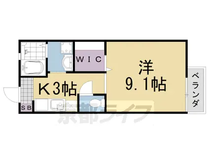 阪急電鉄京都線 桂駅 徒歩12分 2階建 築22年(1K/2階)の間取り写真