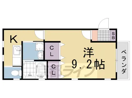 阪急電鉄京都線 桂駅 徒歩12分 2階建 築22年(1K/2階)の間取り写真