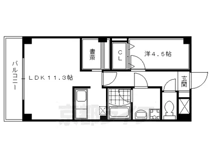 京福嵐山本線 嵐電天神川駅 徒歩21分 5階建 築24年(1LDK/4階)の間取り写真