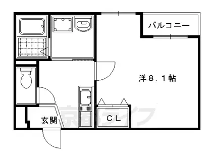 東海道本線 西大路駅 徒歩8分 2階建 築22年(1K/1階)の間取り写真