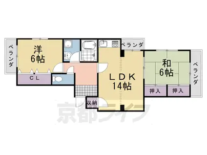阪急電鉄京都線 桂駅 徒歩18分 4階建 築40年(2LDK/4階)の間取り写真