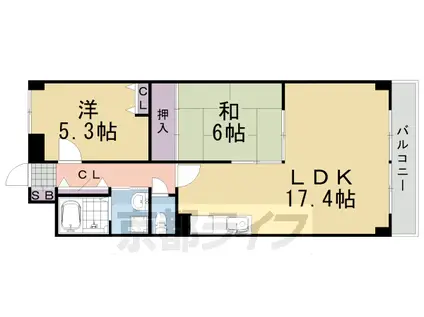 上桂エクセルハイツ(2LDK/5階)の間取り写真