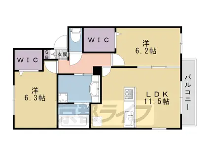 阪急電鉄京都線 桂駅 徒歩12分 2階建 築8年(2LDK/1階)の間取り写真