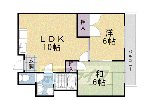阪急電鉄京都線 桂駅 徒歩19分 5階建 築42年(2LDK/1階)の間取り写真