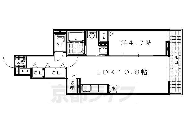 京都市東西線 小野駅(京都) 徒歩7分 3階建 築10年(1LDK/1階)の間取り写真