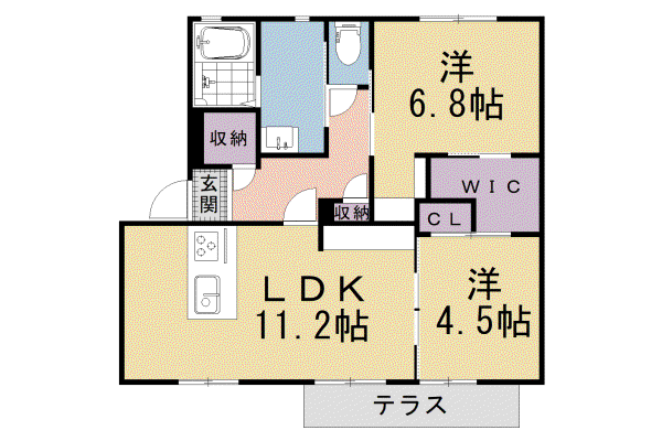 京都市東西線 東野駅(京都) 徒歩11分 2階建 築35年(2LDK/1階)の間取り写真