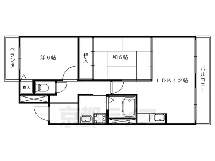チェリーヒル藤尾(2LDK/3階)の間取り写真