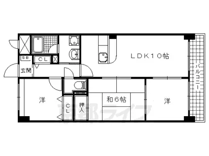 京都市東西線 六地蔵駅(京都市営) 徒歩8分 5階建 築30年(3LDK/1階)の間取り写真