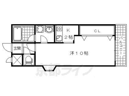 京都市東西線 東野駅(京都) 徒歩4分 5階建 築34年(1K/1階)の間取り写真