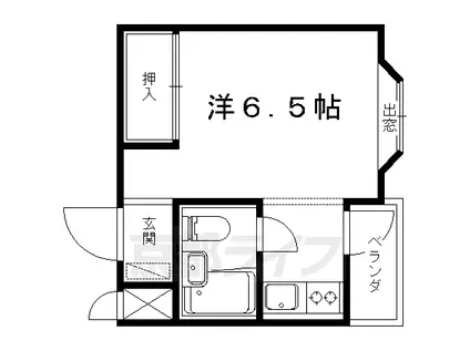 東海道本線 山科駅 徒歩4分 4階建 築39年(1K/4階)の間取り写真