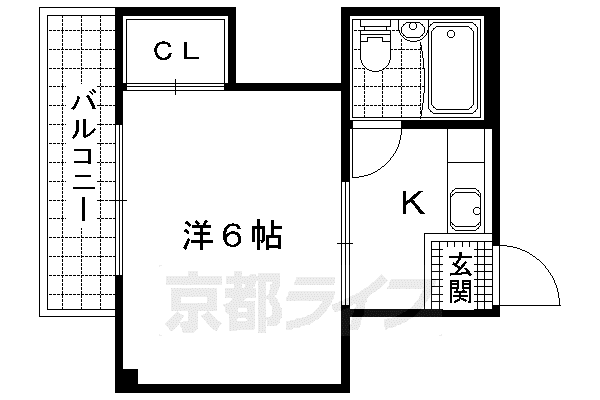 京都市東西線 御陵駅 徒歩4分 3階建 築47年(1K/3階)の間取り写真