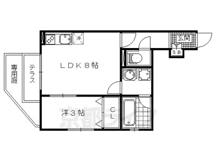 京都市東西線 椥辻駅 徒歩8分 3階建 築14年(1LDK/1階)の間取り写真