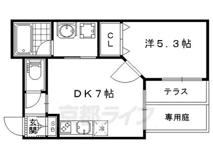 京都市東西線 椥辻駅 徒歩8分 3階建 築14年(1DK/1階)の間取り写真