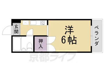 京都市東西線 椥辻駅 徒歩8分 3階建 築38年(1K/1階)の間取り写真