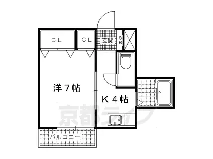 ヤマシナアーバンコテージ(1K/2階)の間取り写真