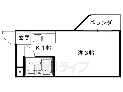 京都市東西線 椥辻駅 徒歩8分 3階建 築34年(ワンルーム/3階)の間取り写真