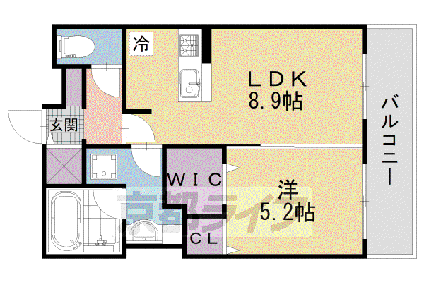 セレンディピティ堅田(1LDK/3階)の間取り写真