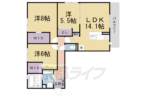 ボヌール(3LDK/2階)の間取り写真