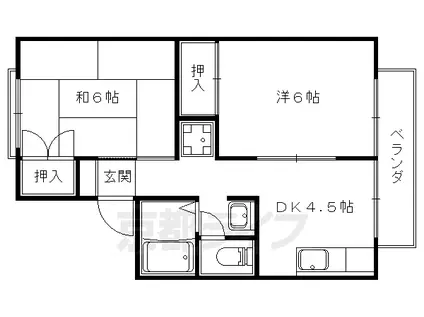 京都市東西線 東野駅(京都) 徒歩12分 2階建 築39年(2DK/1階)の間取り写真