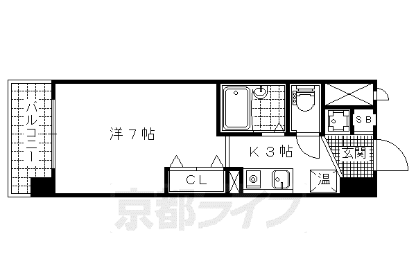 ウエスティン安朱(1K/4階)の間取り写真