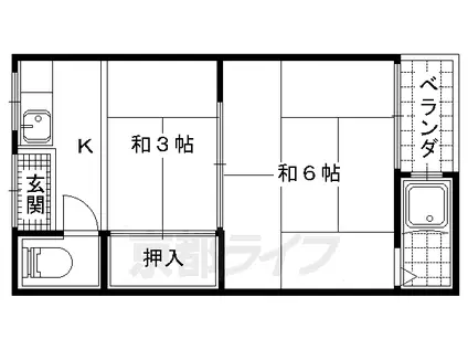 松山荘(2K/2階)の間取り写真