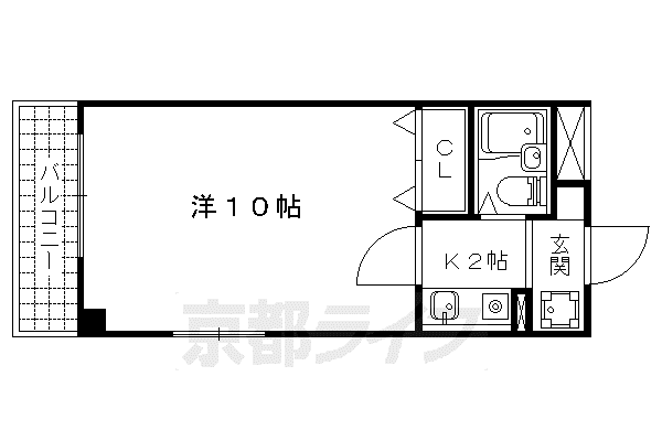 東海道本線 山科駅 徒歩3分 4階建 築34年(1K/4階)の間取り写真