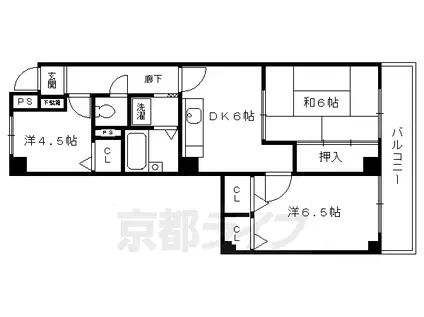 京阪電気鉄道京阪線 淀駅 徒歩3分 5階建 築37年(3DK/3階)の間取り写真
