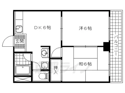 ヴィエント北花山(2DK/4階)の間取り写真