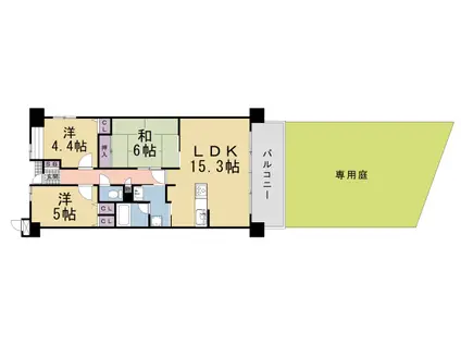朝日プラザ伏見東(3LDK/1階)の間取り写真