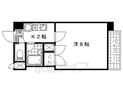 東海道本線 山科駅 徒歩3分 6階建 築27年(1K/6階)の間取り写真