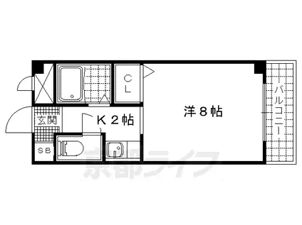 東海道本線 山科駅 徒歩6分 3階建 築28年(1K/1階)の間取り写真