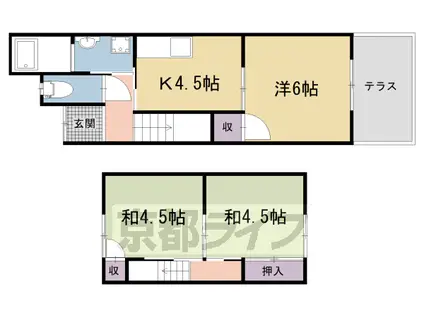 京都市東西線 椥辻駅 徒歩13分 2階建 築50年(3DK)の間取り写真