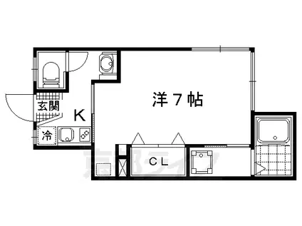 エモン山科(1K/1階)の間取り写真