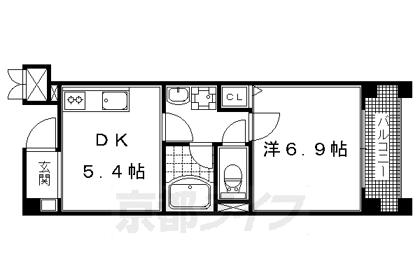 パインフィールド洛東(1DK/7階)の間取り写真