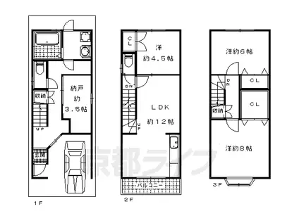 京都市東西線 東野駅(京都) 徒歩12分 3階建 築29年(3SLDK)の間取り写真