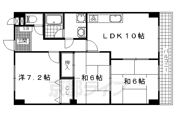 ヴェルデ藤尾 2番館(3LDK/4階)の間取り写真