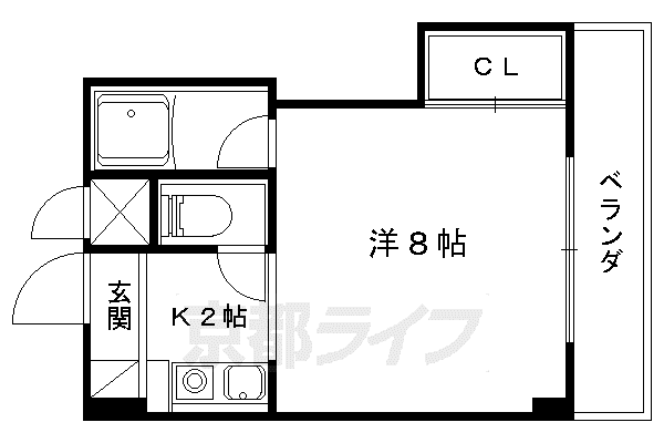 リビエール藤尾(1K/4階)の間取り写真