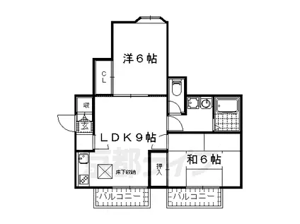 メゾン小野(2LDK/2階)の間取り写真