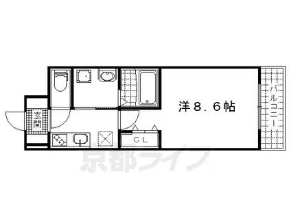 京都市東西線 小野駅(京都) 徒歩18分 2階建 築6年(1K/1階)の間取り写真